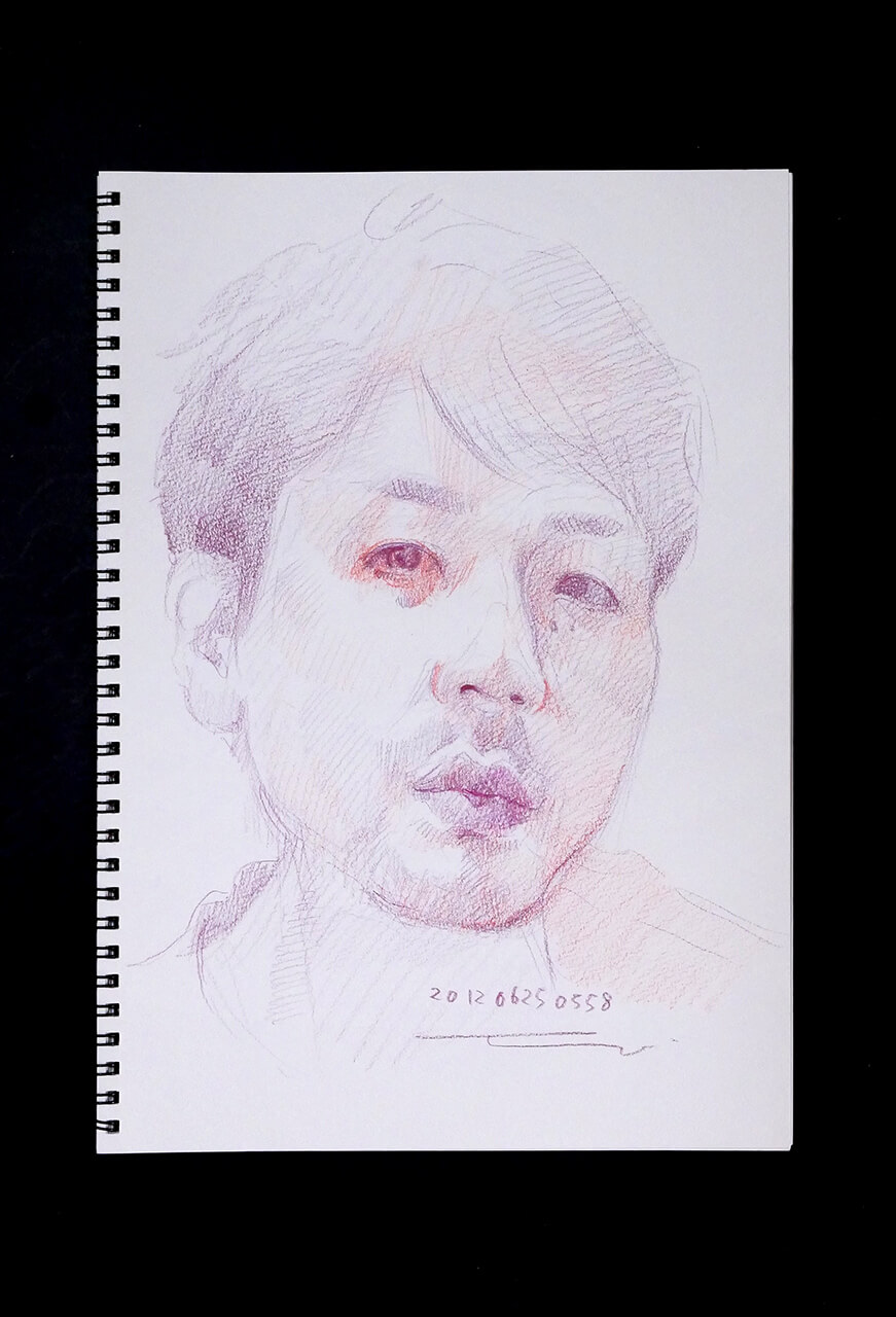 Contemporary artist SHINTAKU Tomoni's 2012/6/25 Self-portrait or pencil drawing