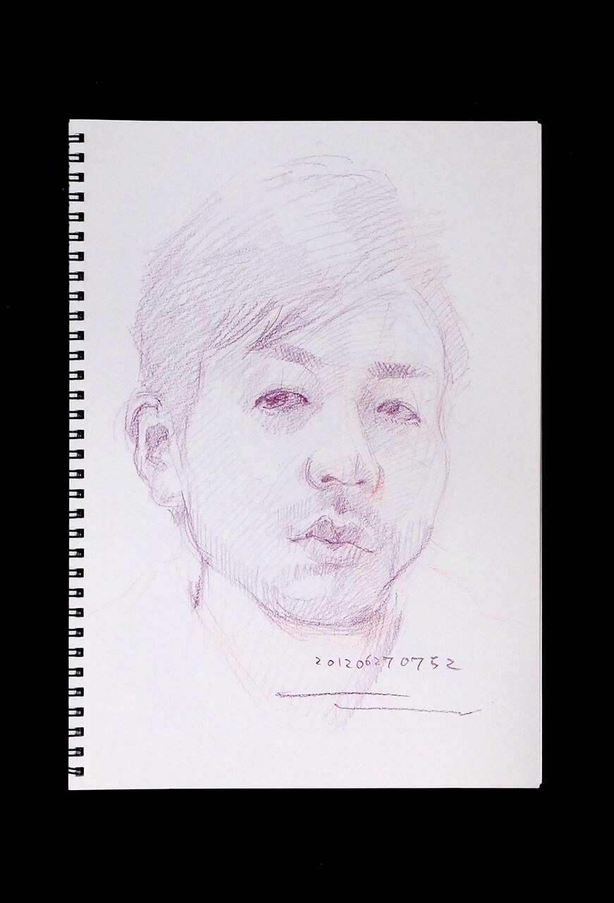 Contemporary artist SHINTAKU Tomoni's 2012/6/27 Self-portrait or pencil drawing