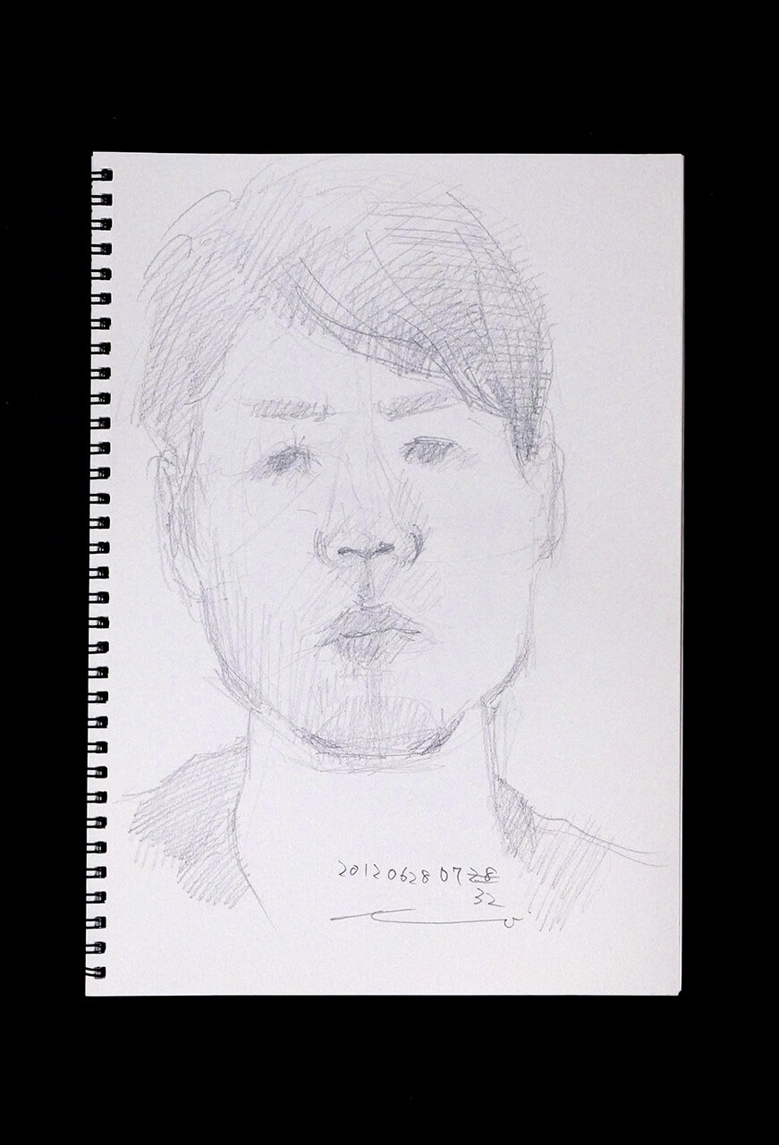 Contemporary artist SHINTAKU Tomoni's 2012/6/28 Self-portrait or pencil drawing