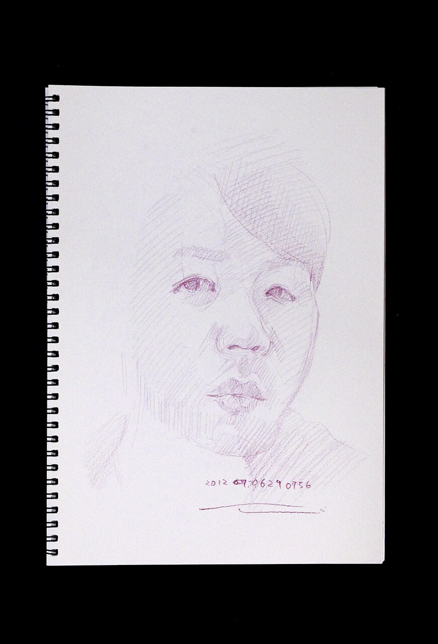 Contemporary artist SHINTAKU Tomoni's 2012/6/29 Self-portrait or pencil drawing