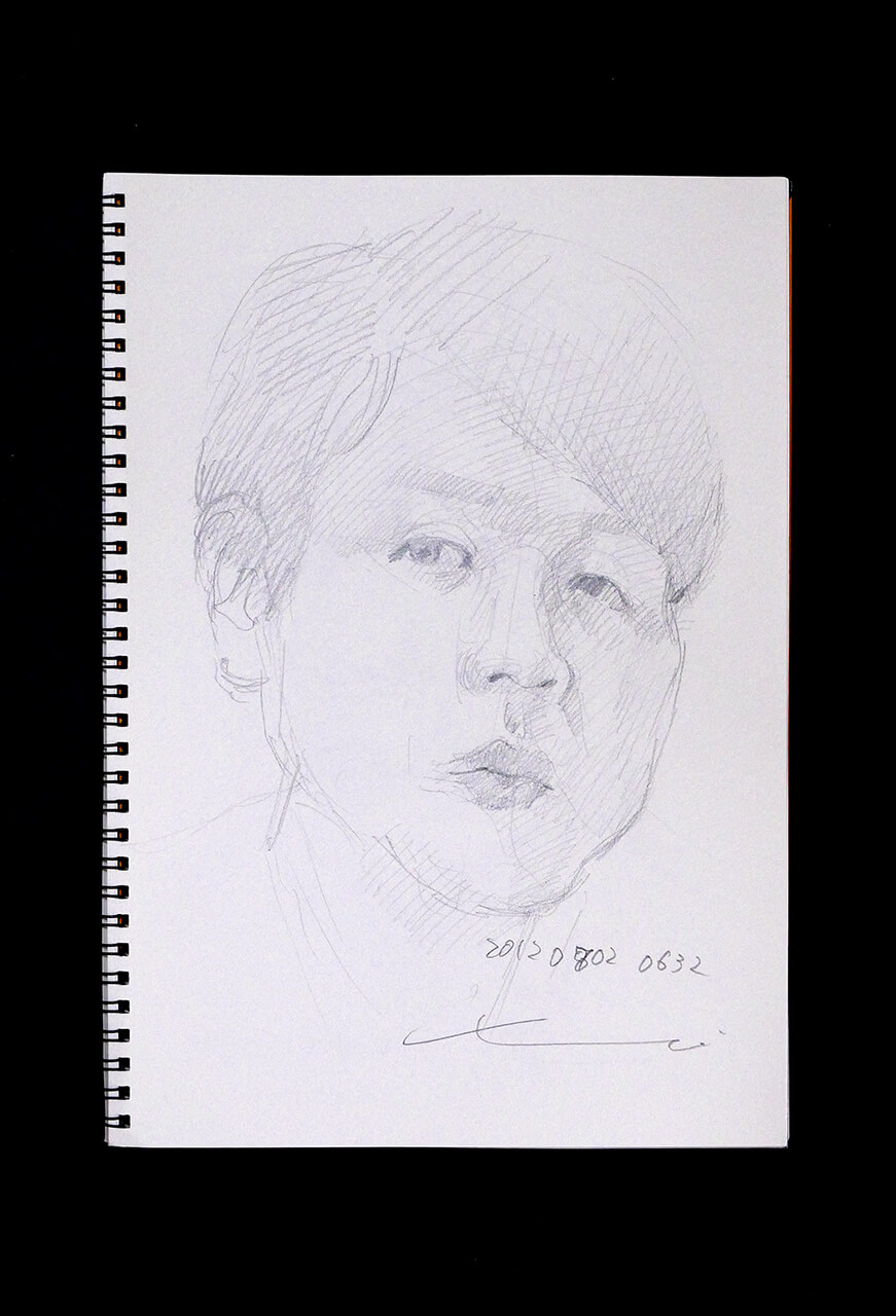 Contemporary artist SHINTAKU Tomoni's 2012/7/2 Self-portrait or pencil drawing