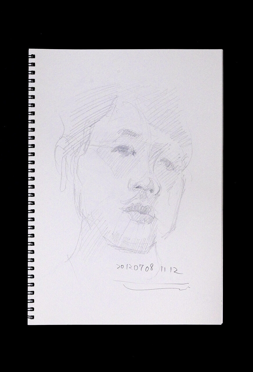 Contemporary artist SHINTAKU Tomoni's 2012/7/7 Self-portrait or pencil drawing