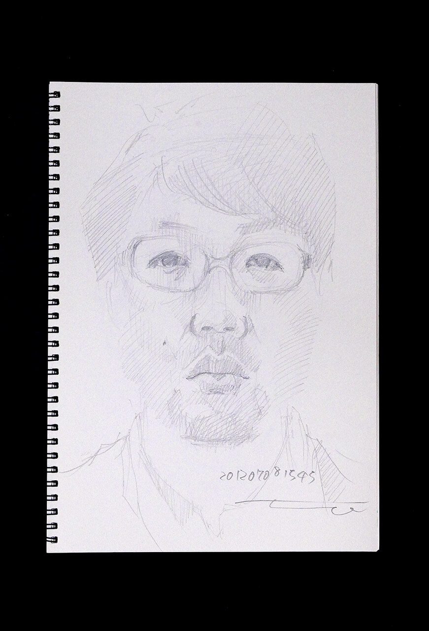 Contemporary artist SHINTAKU Tomoni's 2012/7/8 Self-portrait or pencil drawing