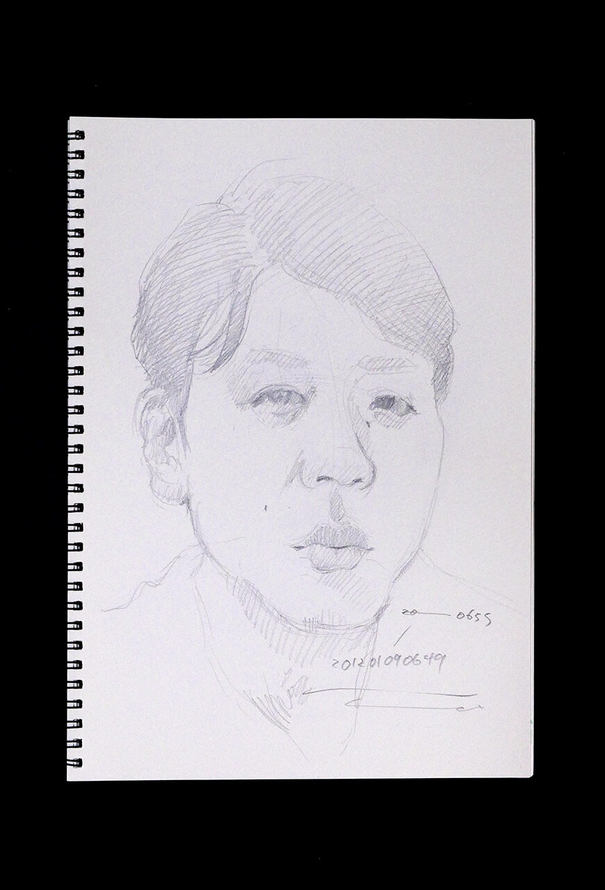 Contemporary artist SHINTAKU Tomoni's 2012/7/9 Self-portrait or pencil drawing