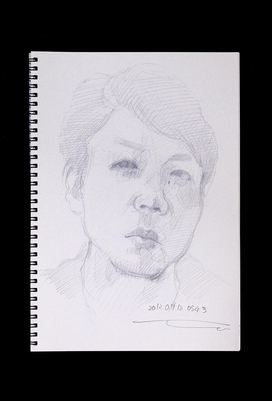 Contemporary artist SHINTAKU Tomoni's 2012/7/12 Self-portrait or pencil drawing