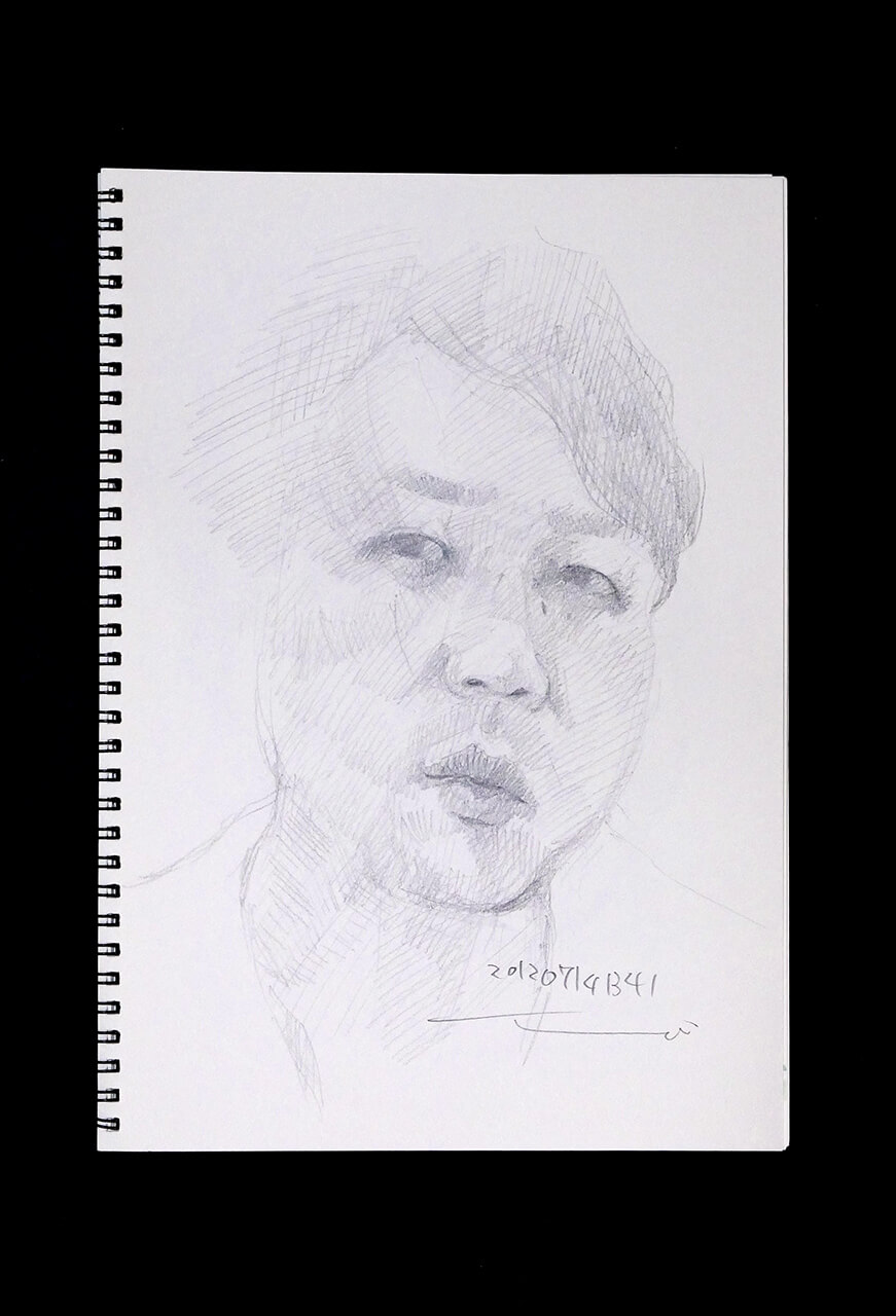 Contemporary artist SHINTAKU Tomoni's 2012/7/14 Self-portrait or pencil drawing