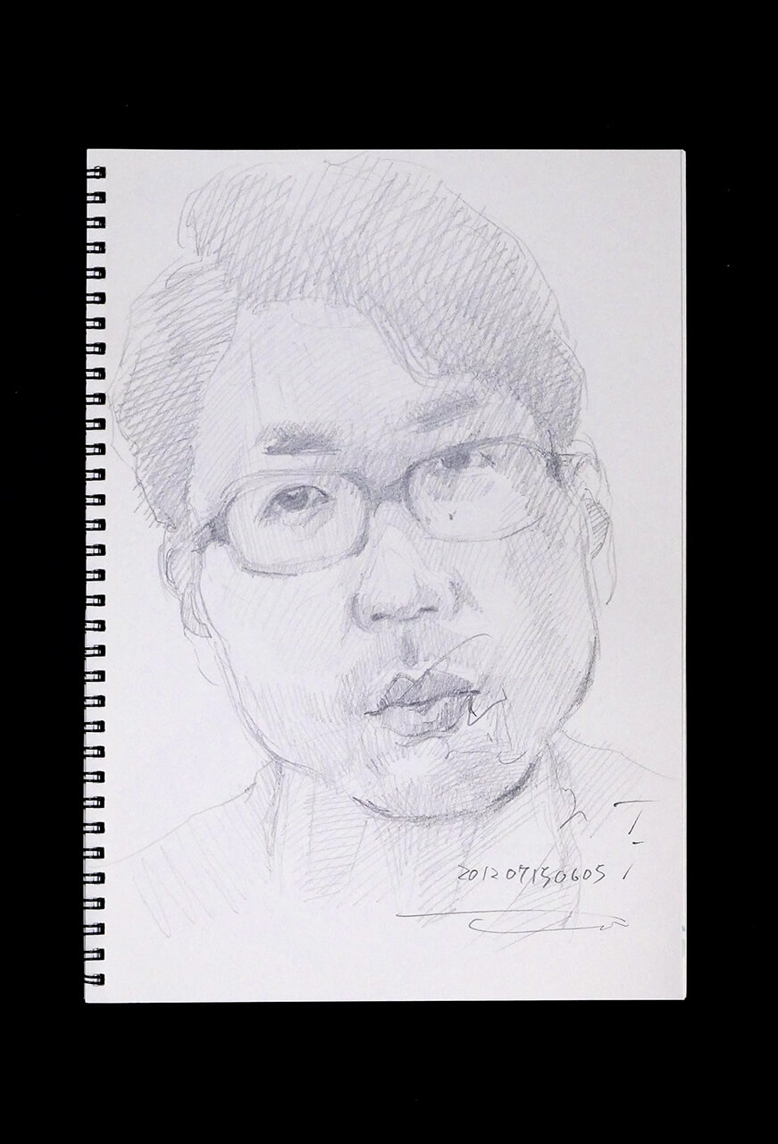 Contemporary artist SHINTAKU Tomoni's 2012/7/15 Self-portrait or pencil drawing
