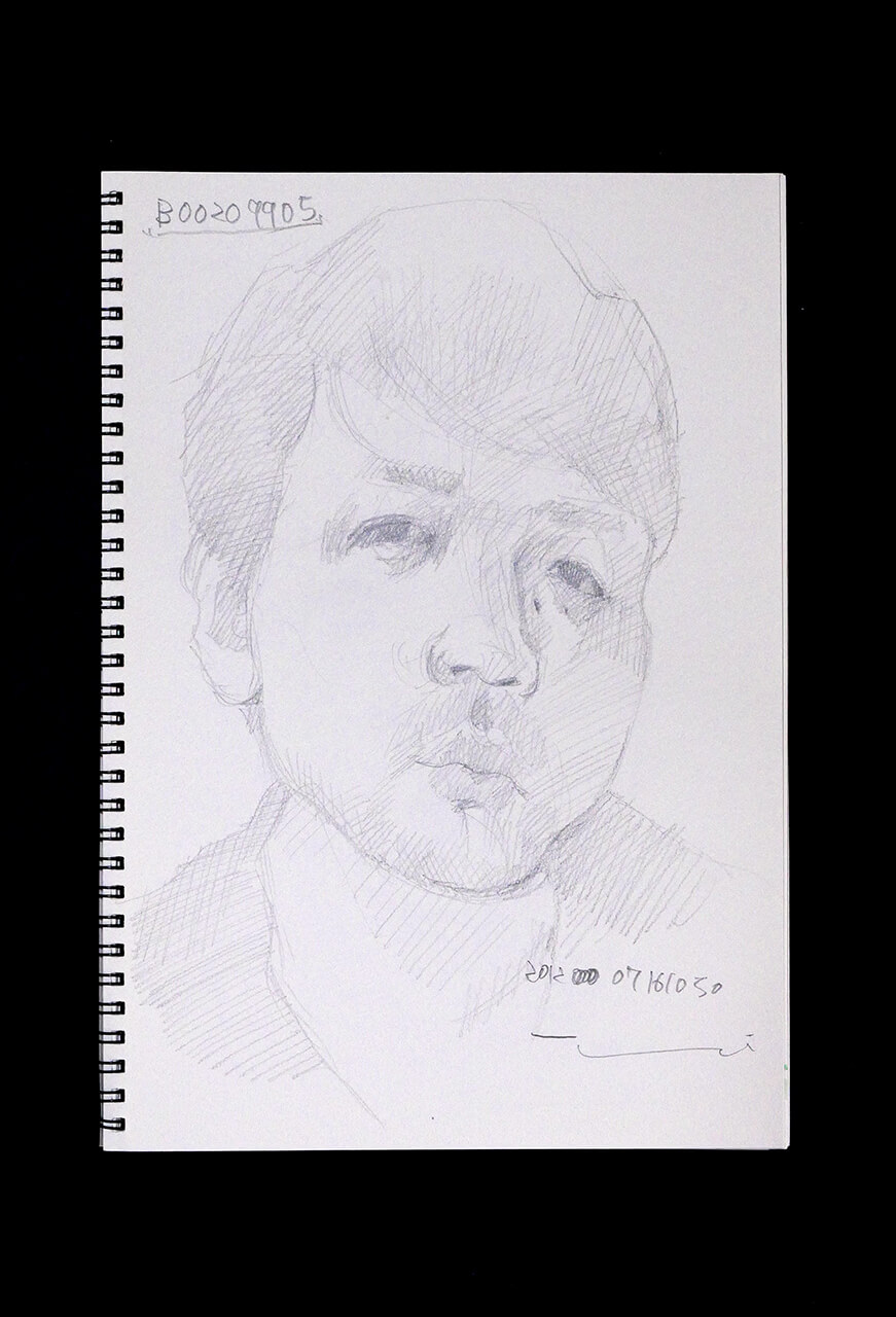 Contemporary artist SHINTAKU Tomoni's 2012/7/16 Self-portrait or pencil drawing