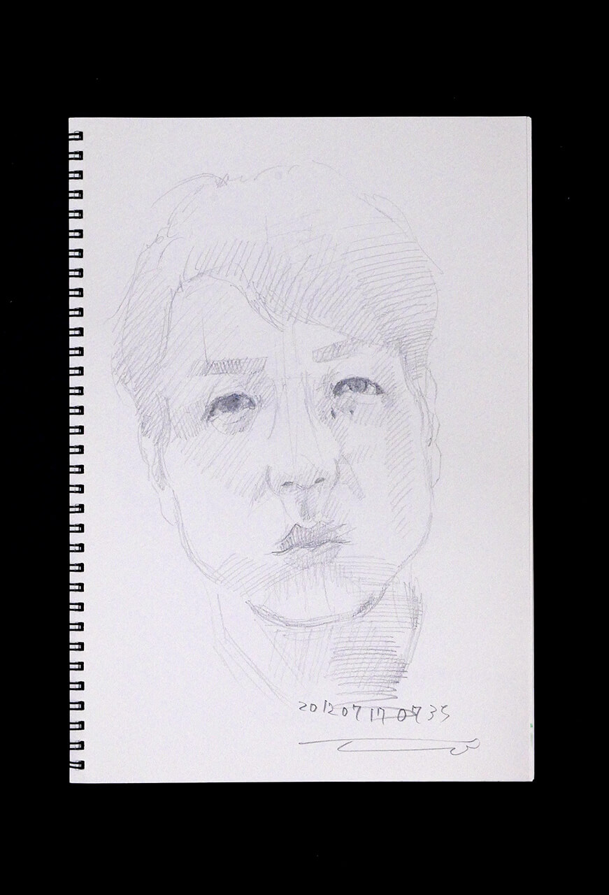 Contemporary artist SHINTAKU Tomoni's 2012/7/17 Self-portrait or pencil drawing