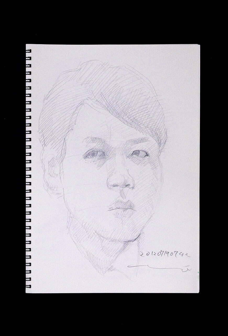 Contemporary artist SHINTAKU Tomoni's 2012/7/19 Self-portrait or pencil drawing