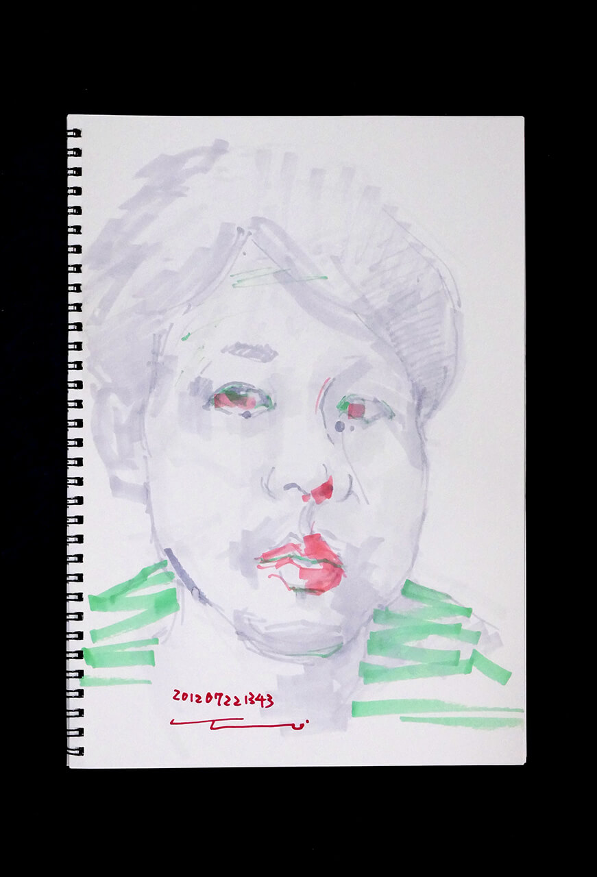 Contemporary artist SHINTAKU Tomoni's 2012/7/22 Self-portrait or pencil drawing