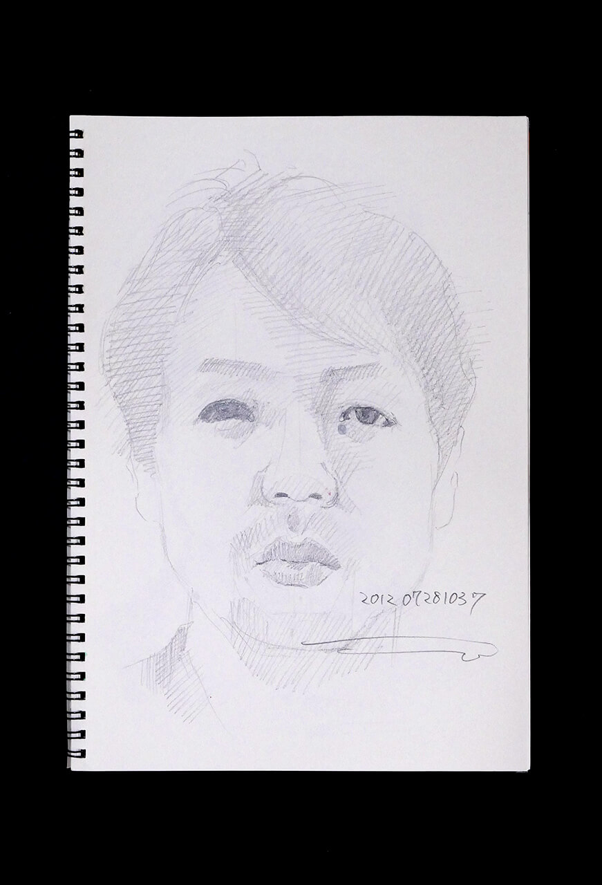 Contemporary artist SHINTAKU Tomoni's 2012/7/28 Self-portrait or pencil drawing