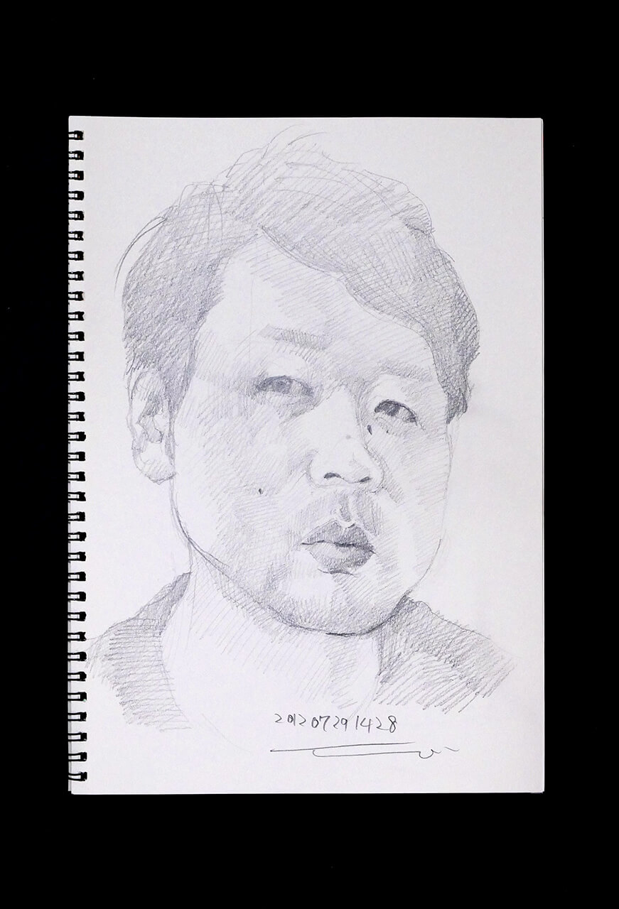 Contemporary artist SHINTAKU Tomoni's 2012/7/29 Self-portrait or pencil drawing