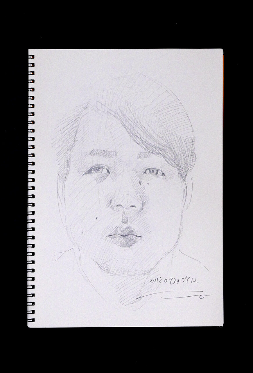 Contemporary artist SHINTAKU Tomoni's 2012/7/30 Self-portrait or pencil drawing