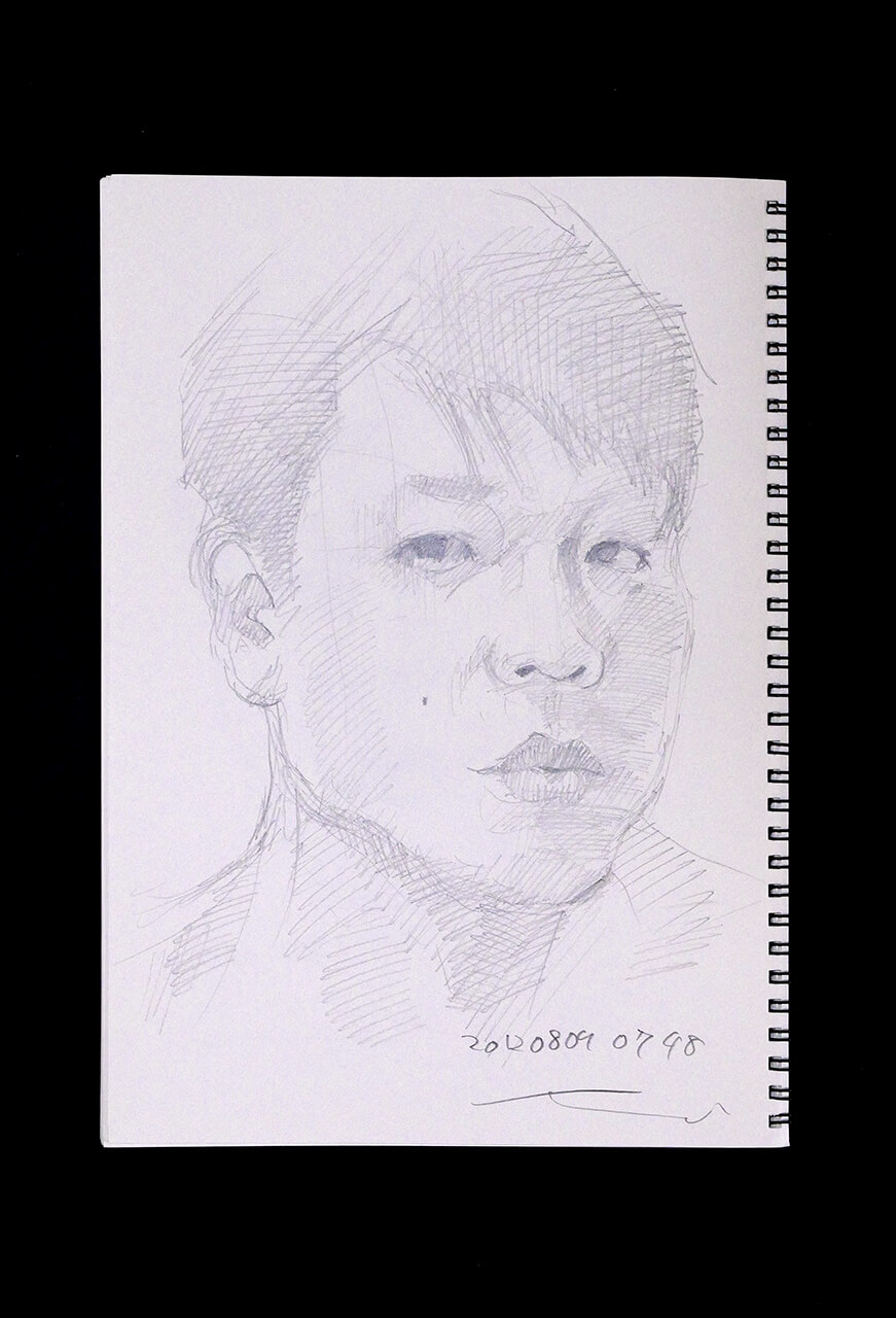 Contemporary artist SHINTAKU Tomoni's 2012/8/4 Self-portrait or pencil drawing