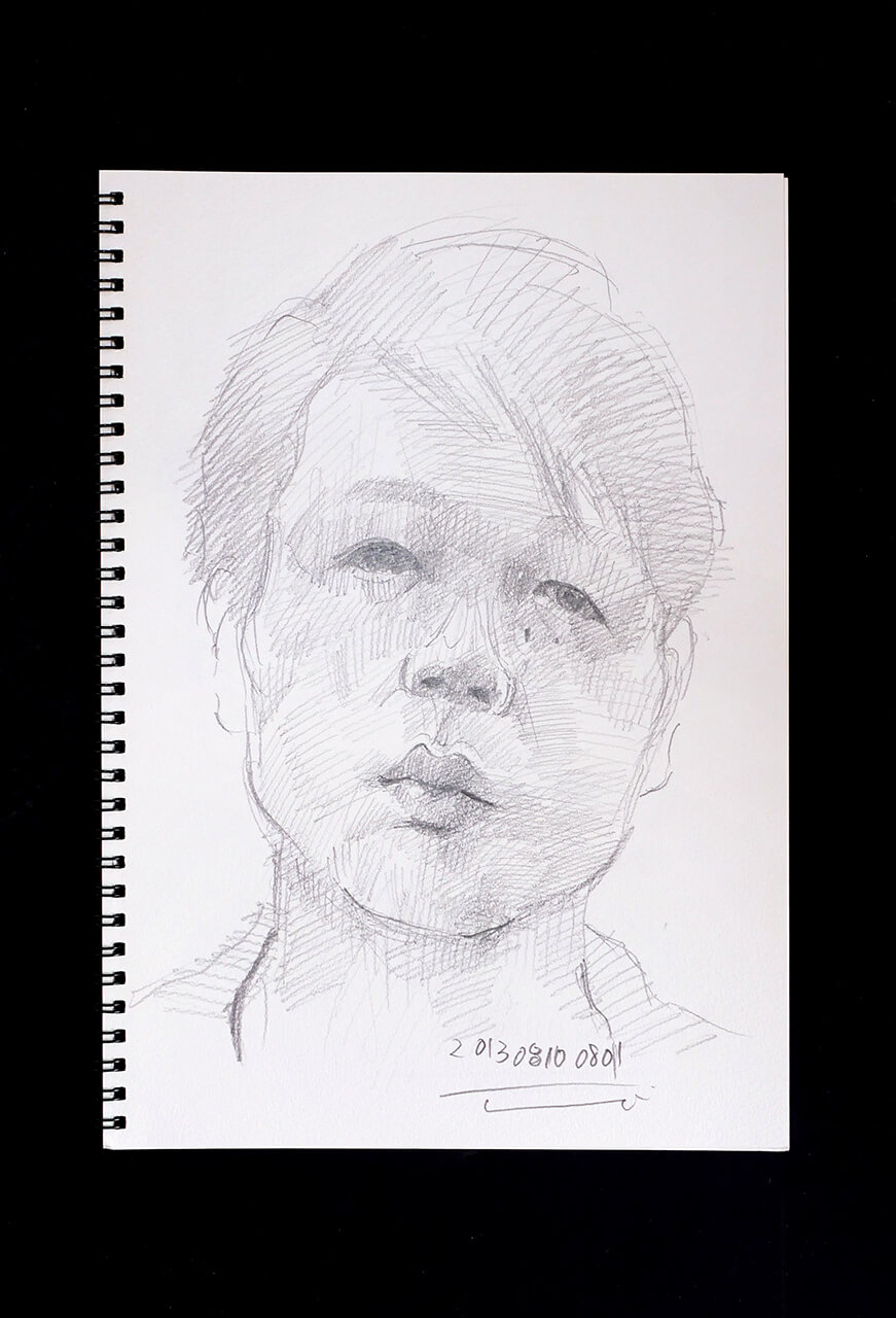 Contemporary artist SHINTAKU Tomoni's 2012/8/10 Self-portrait or pencil drawing