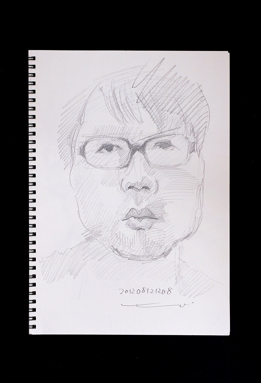 Contemporary artist SHINTAKU Tomoni's 2012/8/12 Self-portrait or pencil drawing