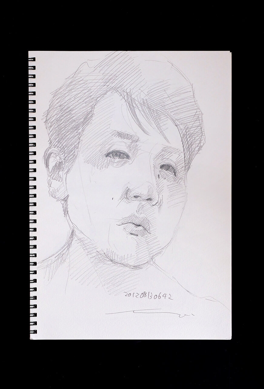 Contemporary artist SHINTAKU Tomoni's 2012/8/13 Self-portrait or pencil drawing