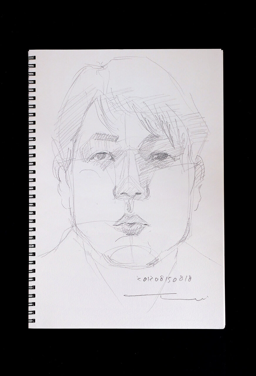 Contemporary artist SHINTAKU Tomoni's 2012/8/15 Self-portrait or pencil drawing