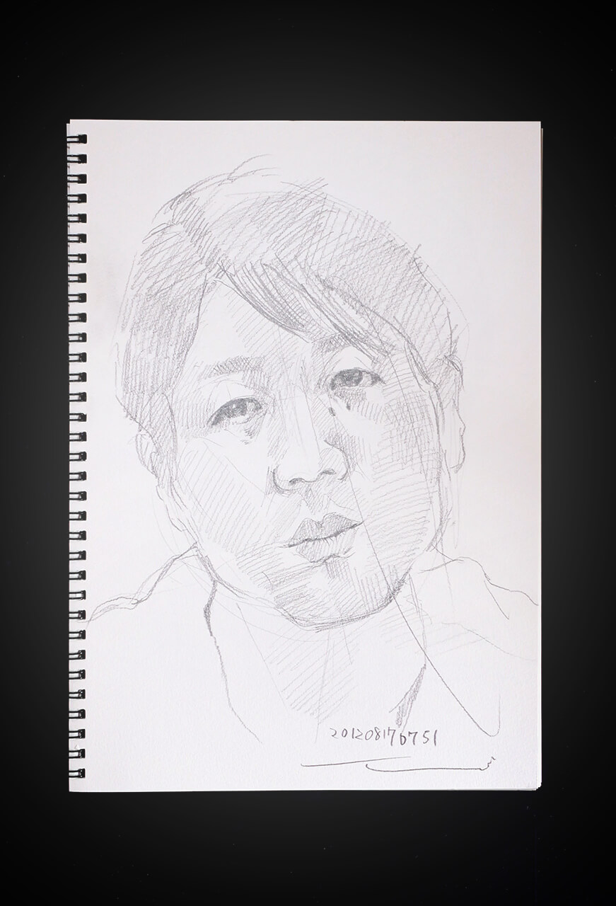 Contemporary artist SHINTAKU Tomoni's 2012/8/17 Self-portrait or pencil drawing