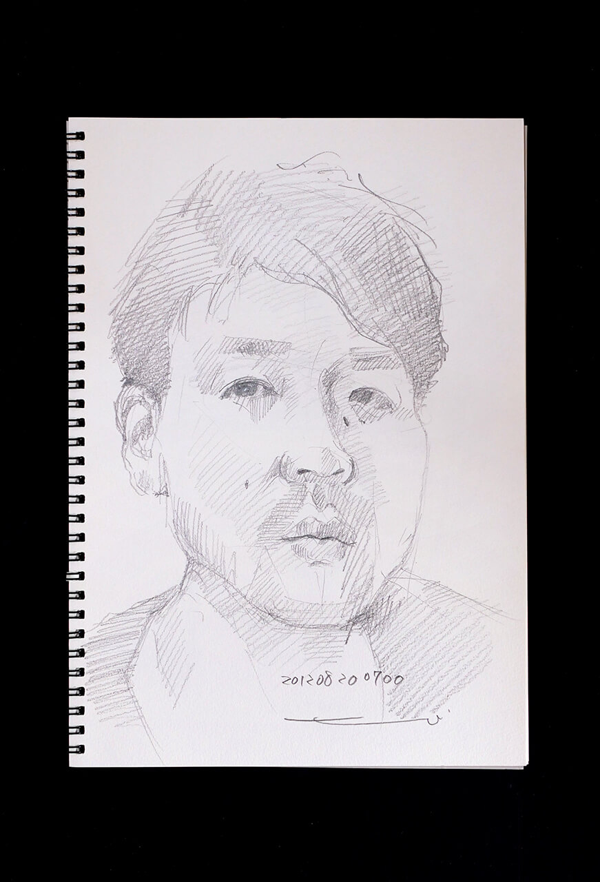 Contemporary artist SHINTAKU Tomoni's 2012/8/20 Self-portrait or pencil drawing