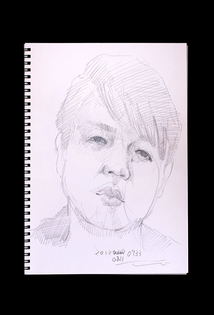 Contemporary artist SHINTAKU Tomoni's 2012/8/21 Self-portrait or pencil drawing
