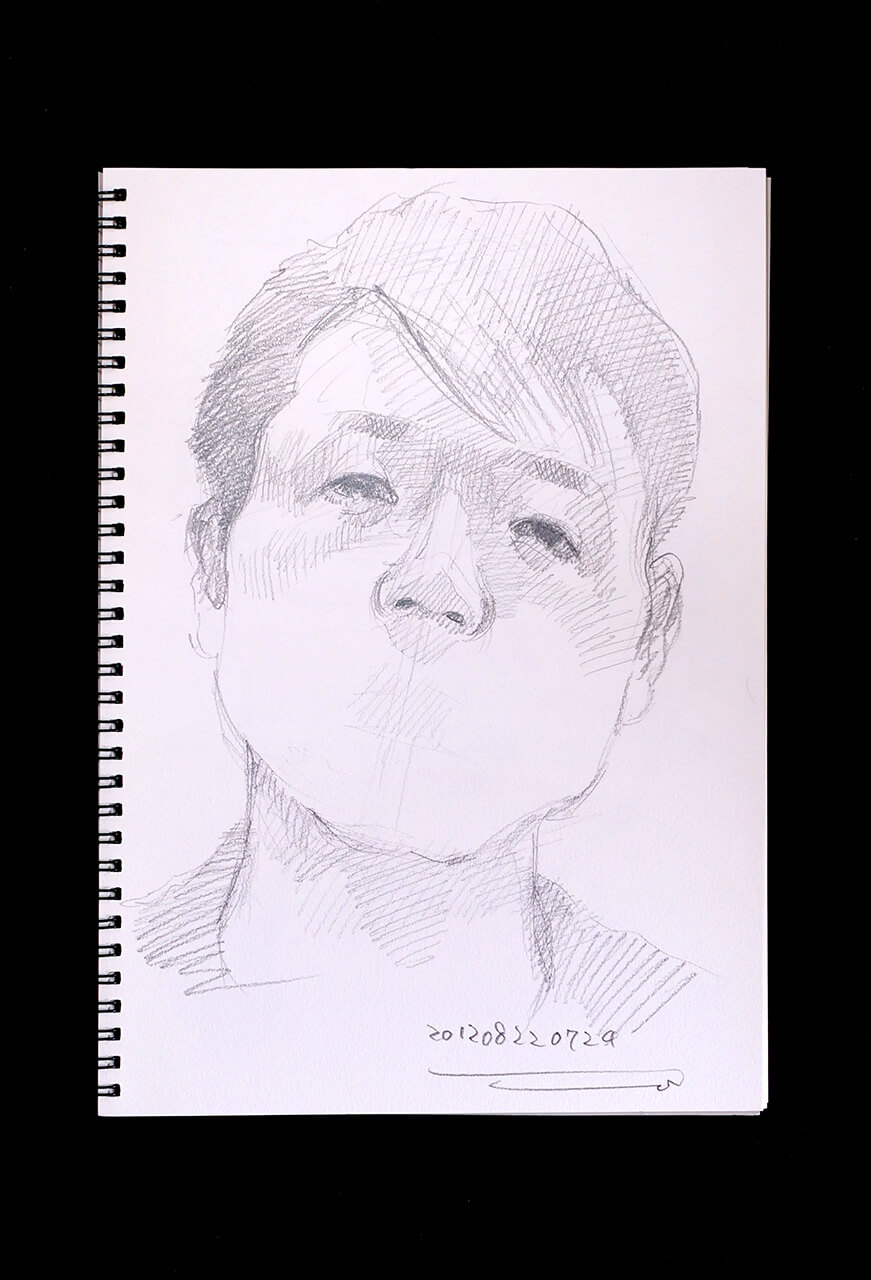 Contemporary artist SHINTAKU Tomoni's 2012/8/22 Self-portrait or pencil drawing