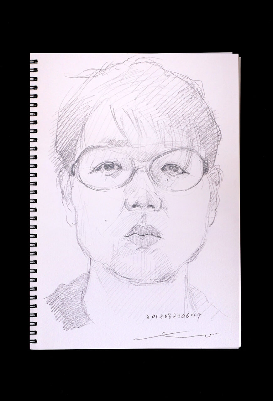Contemporary artist SHINTAKU Tomoni's 2012/8/23 Self-portrait or pencil drawing