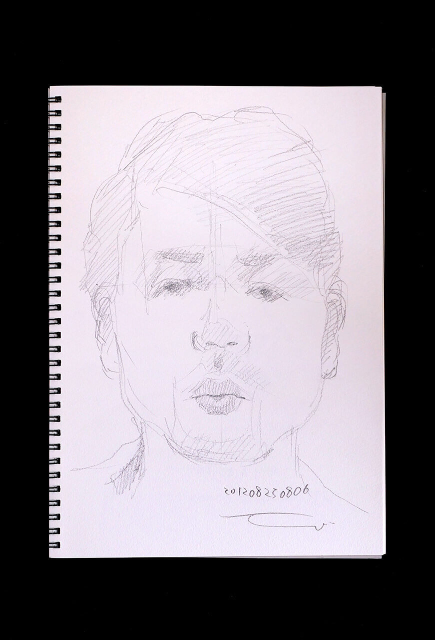 Contemporary artist SHINTAKU Tomoni's 2012/8/25 Self-portrait or pencil drawing