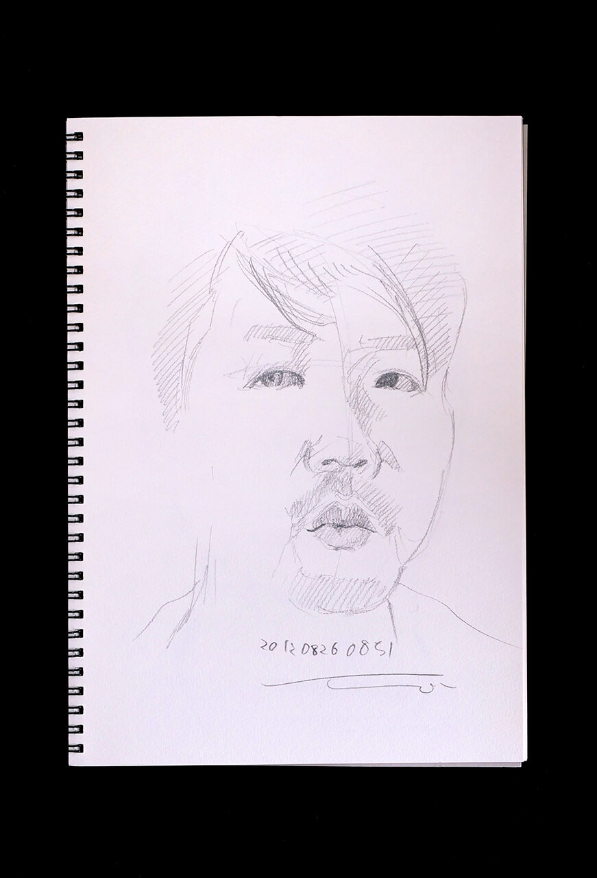 Contemporary artist SHINTAKU Tomoni's 2012/8/26 Self-portrait or pencil drawing