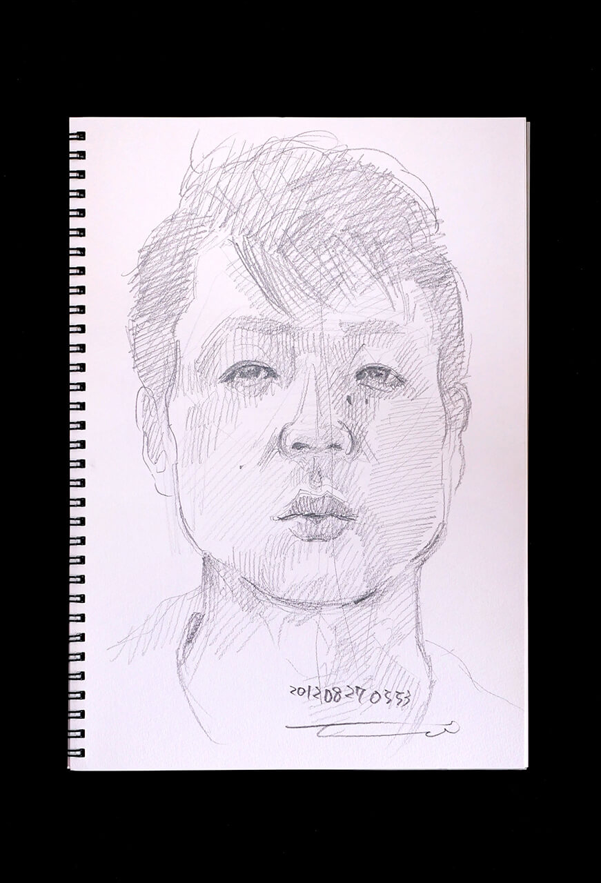 Contemporary artist SHINTAKU Tomoni's 2012/8/27 Self-portrait or pencil drawing