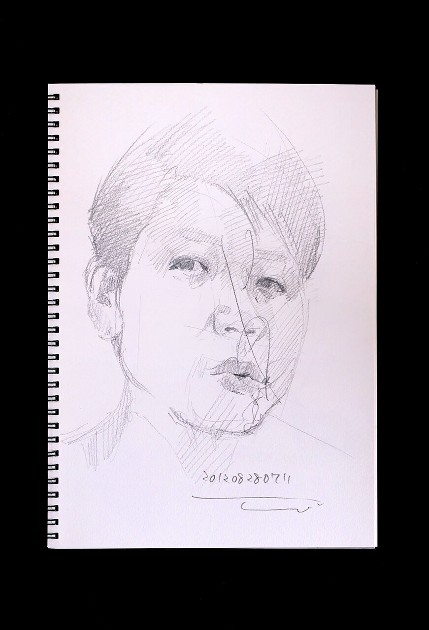 Contemporary artist SHINTAKU Tomoni's 2012/8/28 Self-portrait or pencil drawing