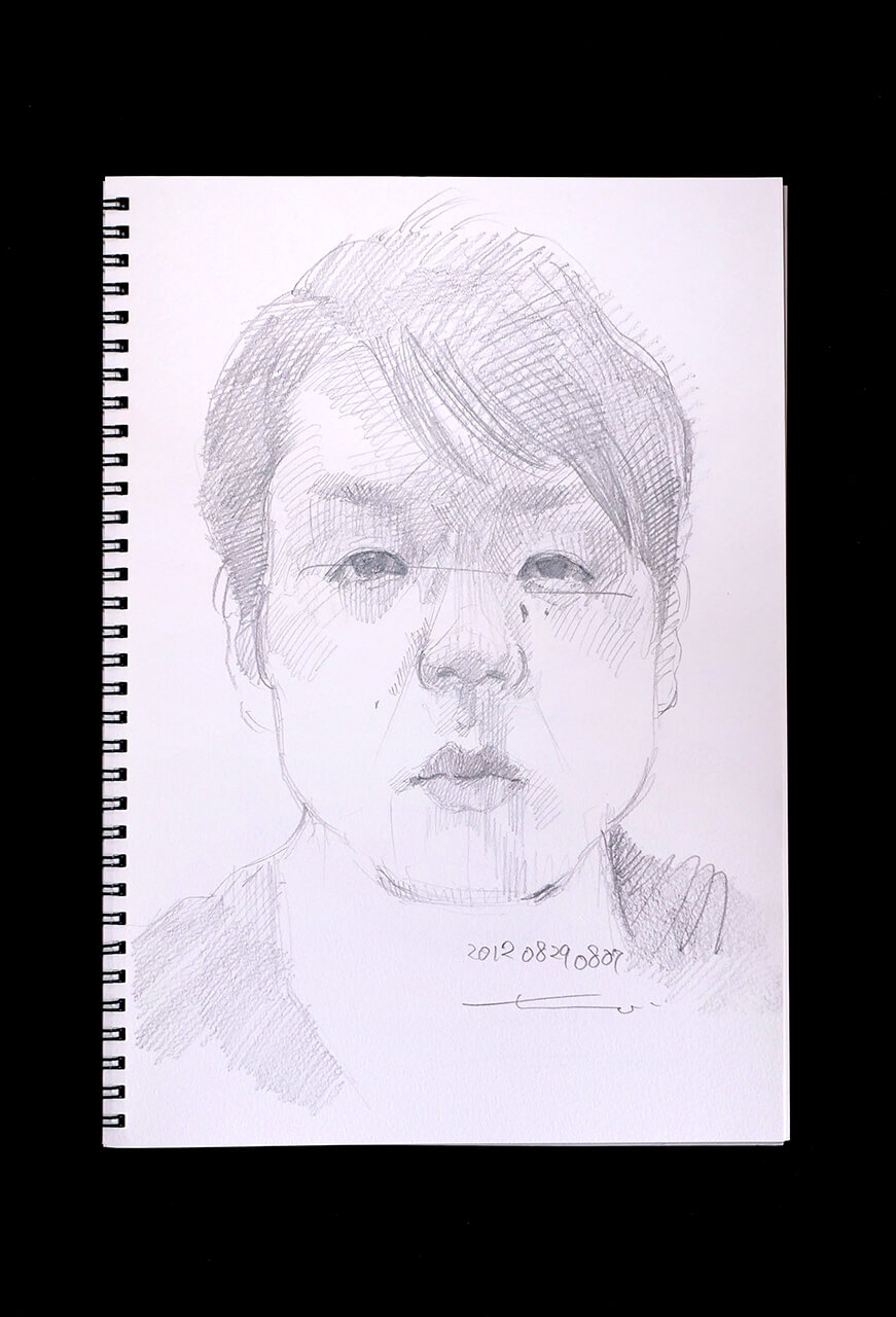 Contemporary artist SHINTAKU Tomoni's 2012/8/29 Self-portrait or pencil drawing