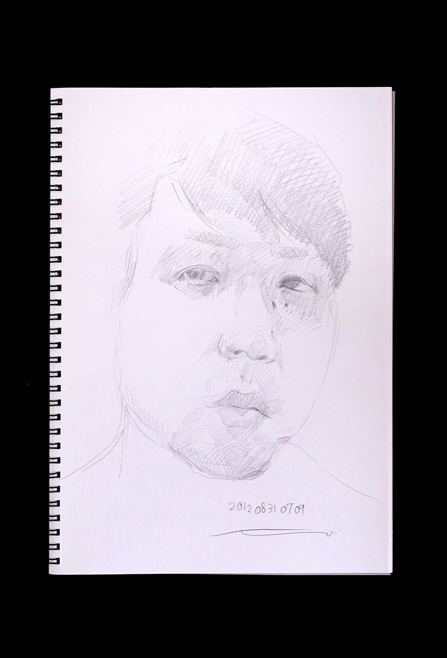 Contemporary artist SHINTAKU Tomoni's 2012/8/31 Self-portrait or pencil drawing