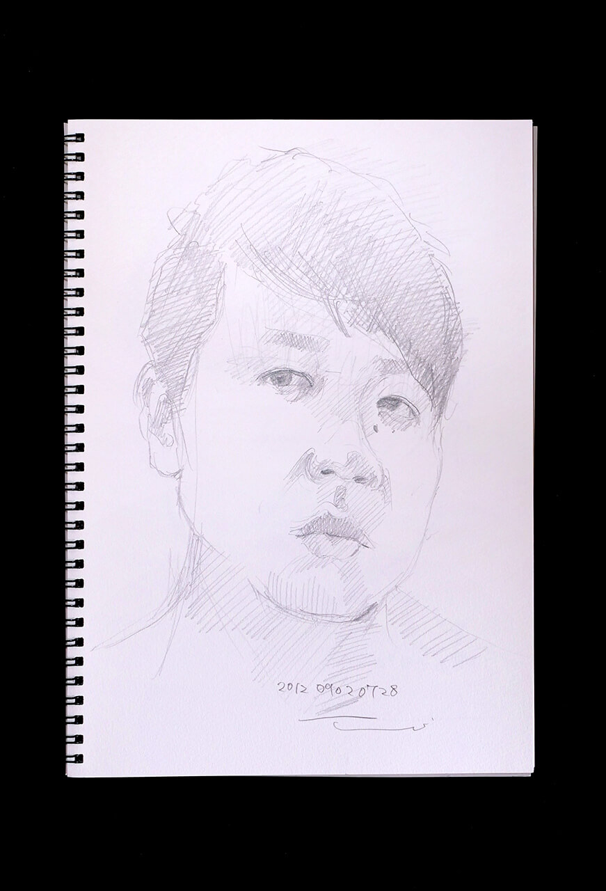 Contemporary artist SHINTAKU Tomoni's 2012/9/2 Self-portrait or pencil drawing