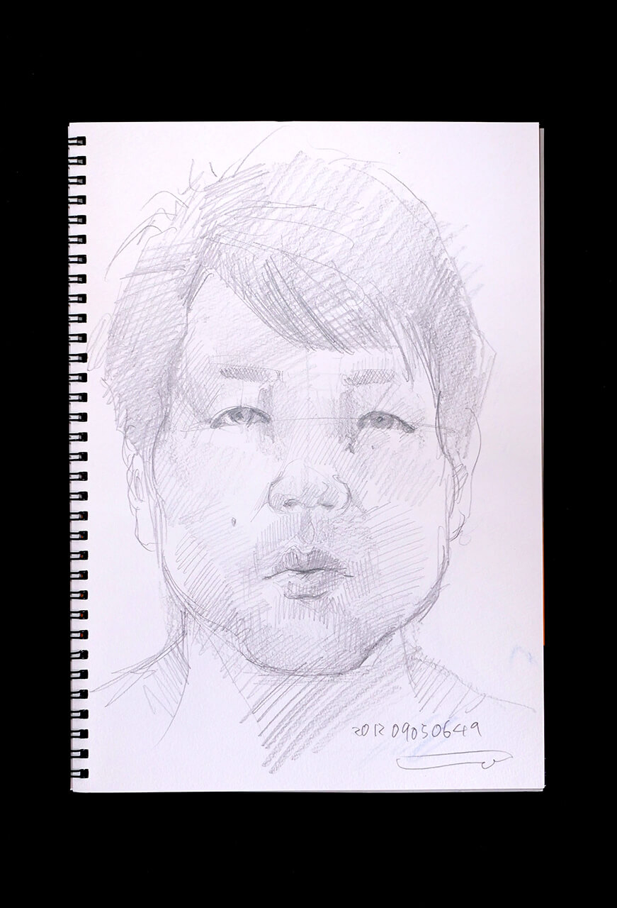 Contemporary artist SHINTAKU Tomoni's 2012/9/5 Self-portrait or pencil drawing