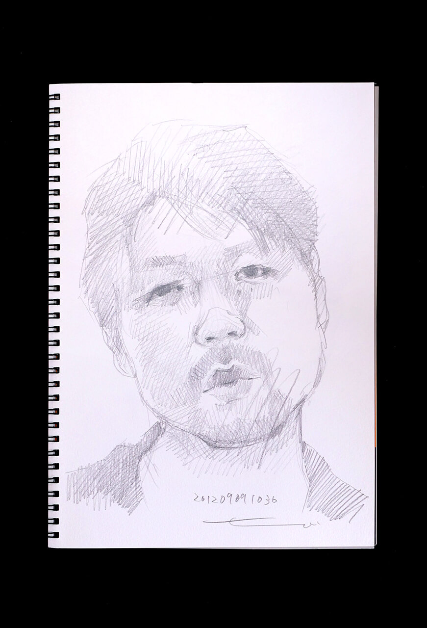 Contemporary artist SHINTAKU Tomoni's 2012/9/9 Self-portrait or pencil drawing