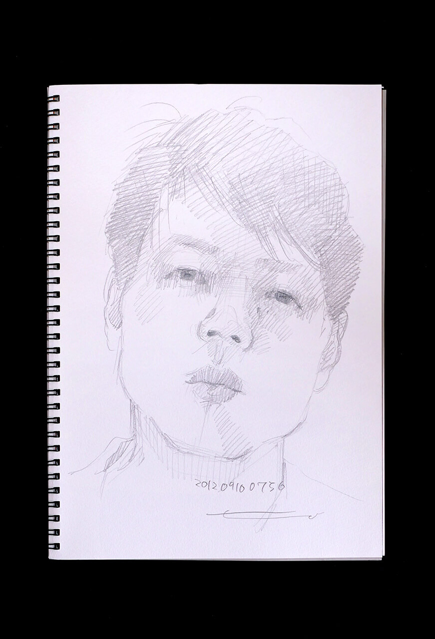Contemporary artist SHINTAKU Tomoni's 2012/9/10 Self-portrait or pencil drawing