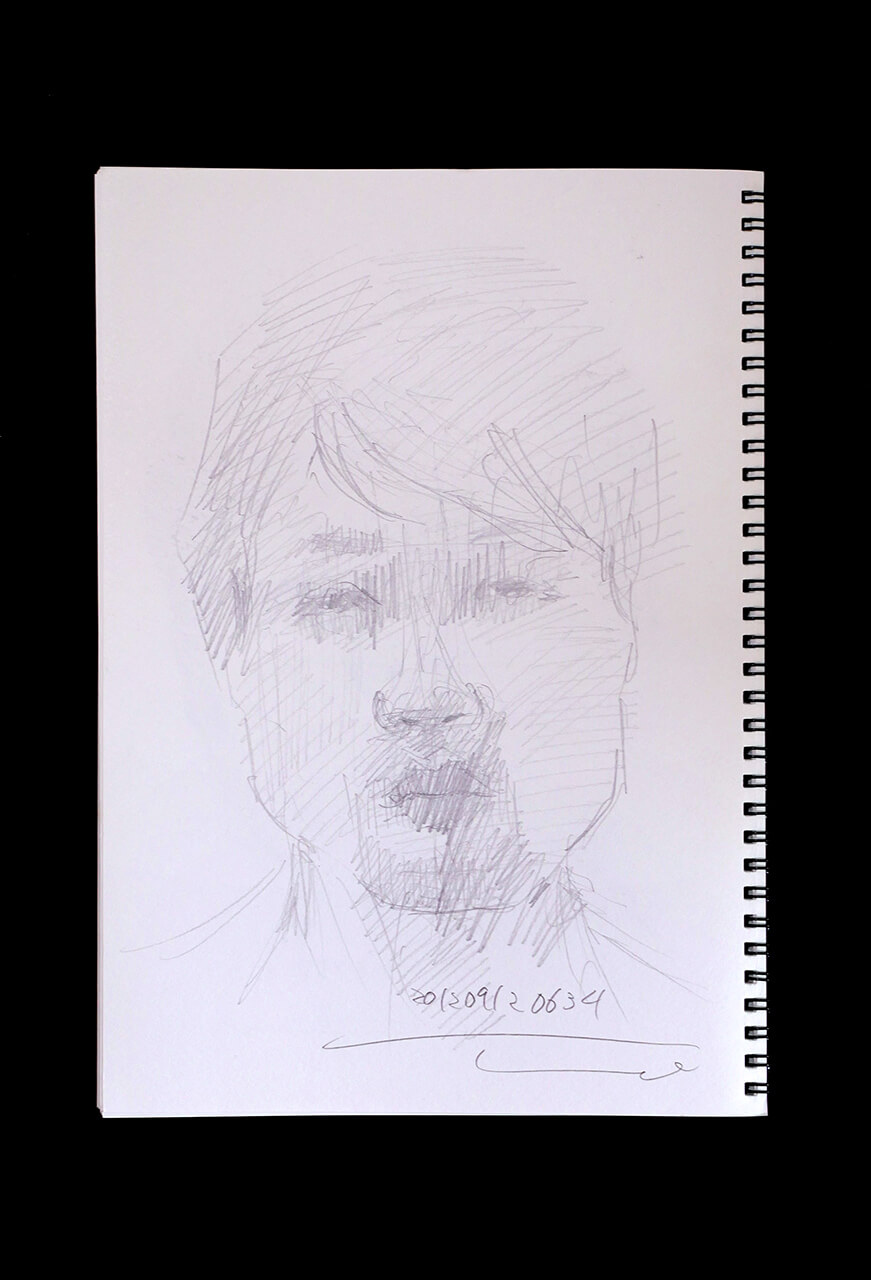 Contemporary artist SHINTAKU Tomoni's 2012/9/12 Self-portrait or pencil drawing