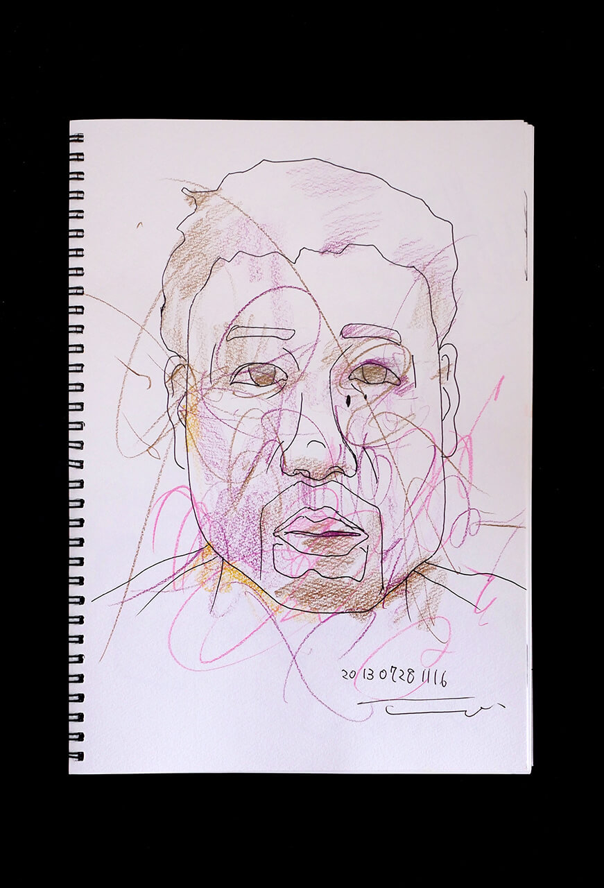 Contemporary artist SHINTAKU Tomoni's 2012/9/13 Self-portrait or pencil drawing