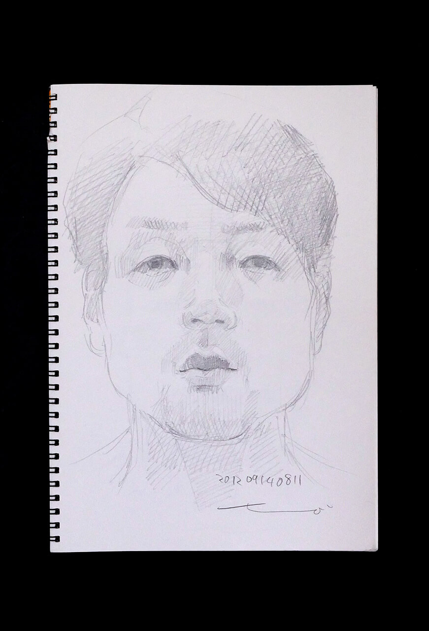Contemporary artist SHINTAKU Tomoni's 2012/9/14 Self-portrait or pencil drawing