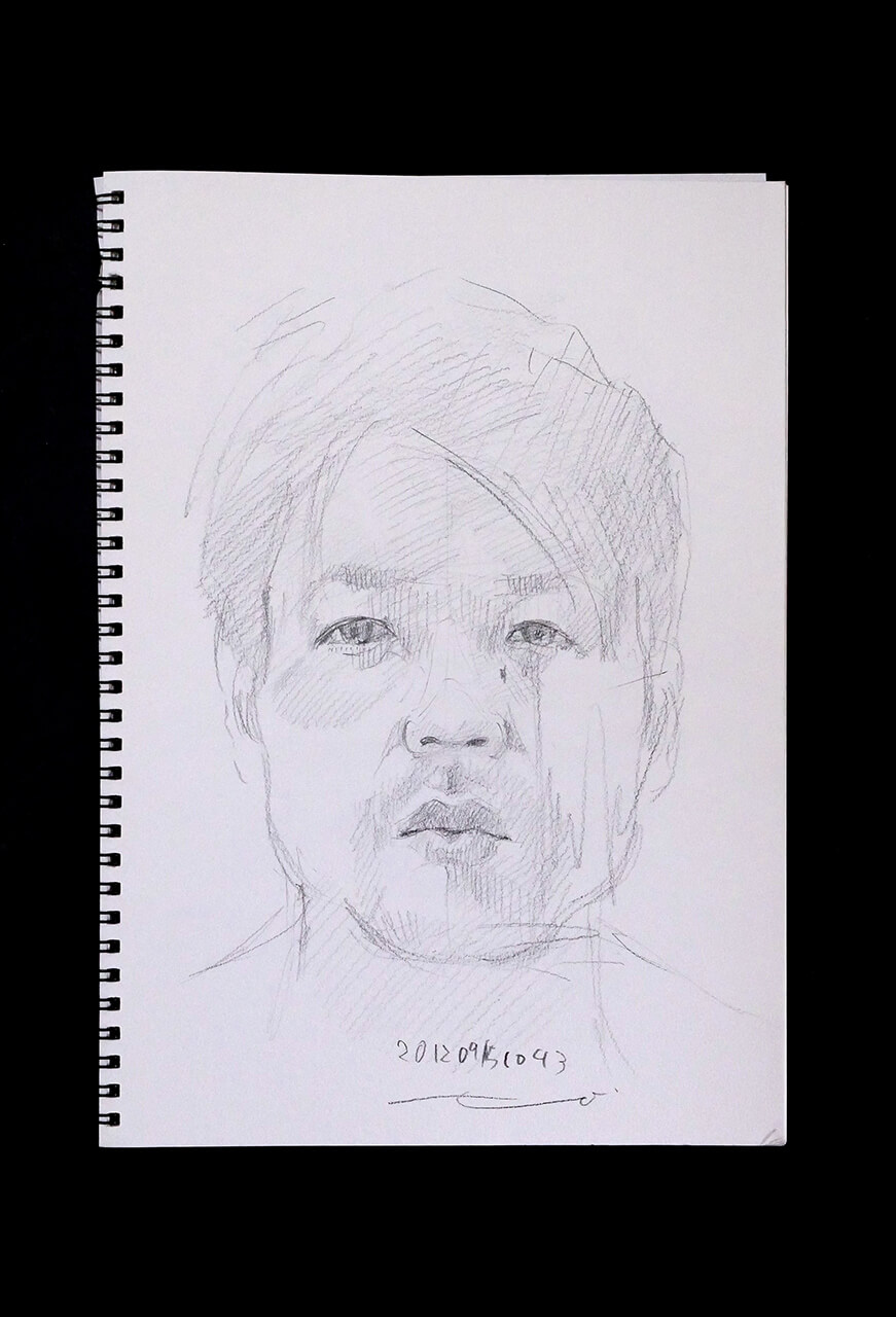 Contemporary artist SHINTAKU Tomoni's 2012/9/15 Self-portrait or pencil drawing