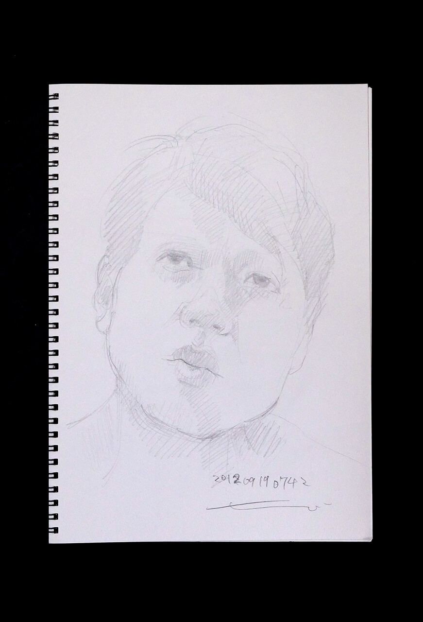 Contemporary artist SHINTAKU Tomoni's 2012/9/19 Self-portrait or pencil drawing