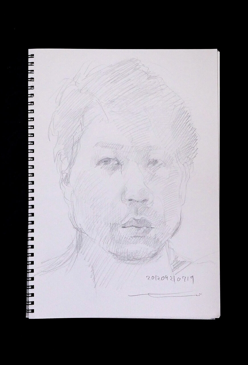 Contemporary artist SHINTAKU Tomoni's 2012/9/21 Self-portrait or pencil drawing