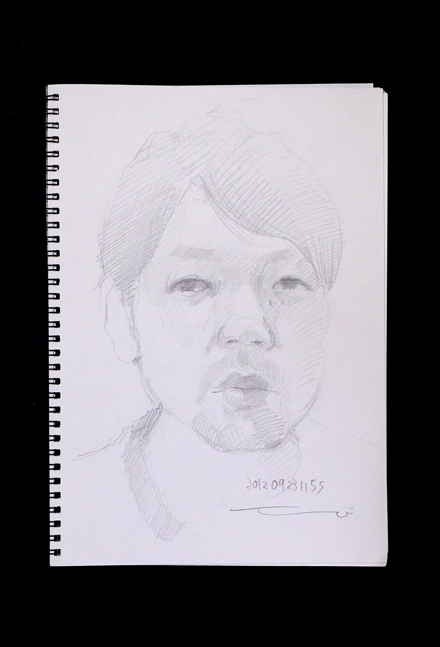 Contemporary artist SHINTAKU Tomoni's 2012/9/23 Self-portrait or pencil drawing