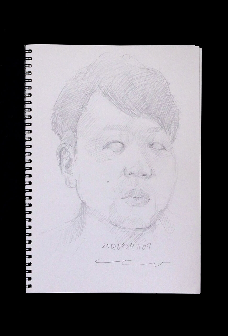 Contemporary artist SHINTAKU Tomoni's 2012/9/24 Self-portrait or pencil drawing