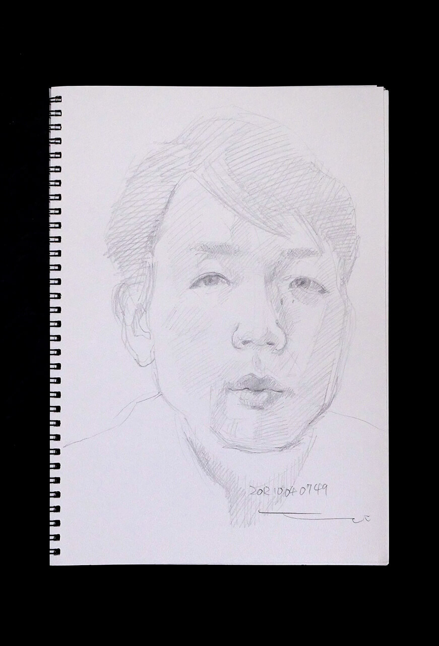 Contemporary artist SHINTAKU Tomoni's 2012/10/4 Self-portrait or pencil drawing
