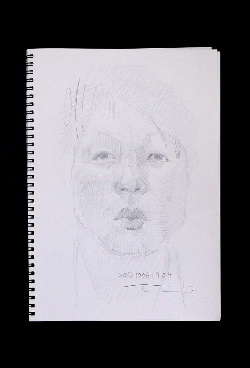 Contemporary artist SHINTAKU Tomoni's 2012/10/6 Self-portrait or pencil drawing