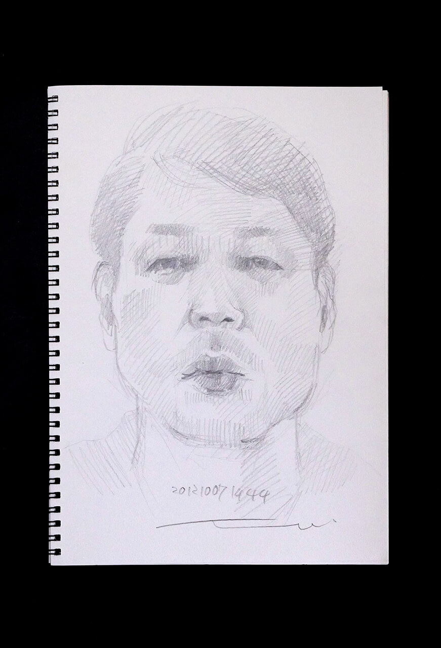 Contemporary artist SHINTAKU Tomoni's 2012/10/7 Self-portrait or pencil drawing