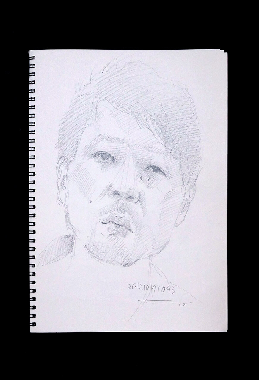 Contemporary artist SHINTAKU Tomoni's 2012/10/14 Self-portrait or pencil drawing